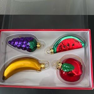 Hand-Blown Glass Fruit Christmas Holiday Ornaments-Gently Used